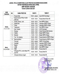 JADWAL UJI KOMPETENSI JALUR PRESTASI AKADEMIK/NONAKADEMIK SPMB SMP NEGERI 4 BOGOR TAHUN AJARAN 2026-2027